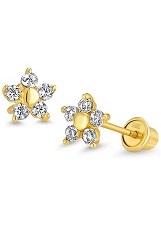 adorable lovely gold flower stud earrings for babies     